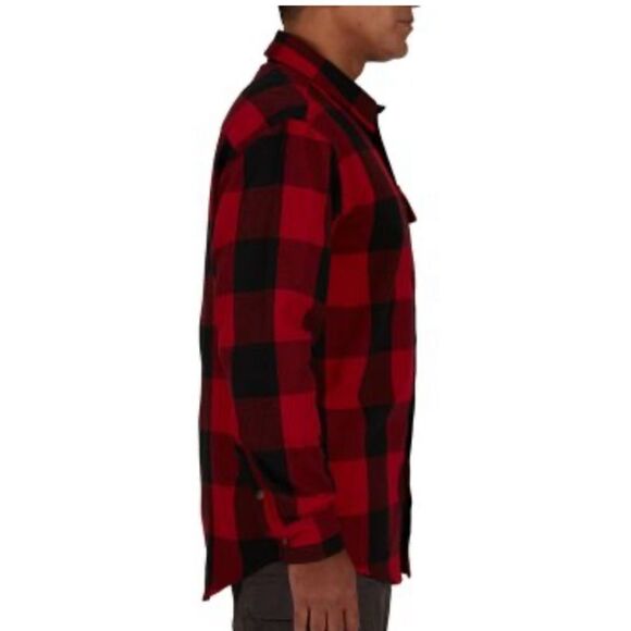 Smith's Workwear  Men's‎ Buffalo Pocket Flannel Button-Up Shirt, SFF566B red/blk - Picture 3 of 8